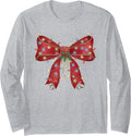 Christmas Coquette Bow Xmas Lights for Women Girls Bow Long Sleeve T-Shirt