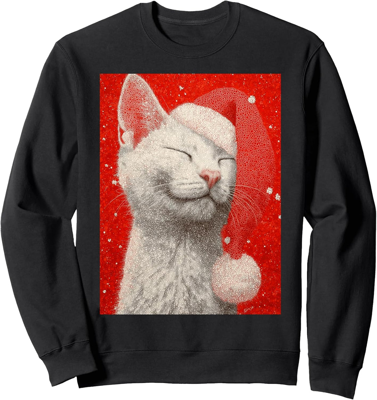 Red Christmas Design White Cat Sweatshirt