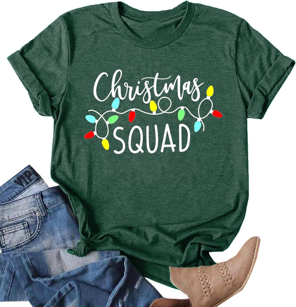 Christmas Shirts for Women: Merry Christmas Tshirts Christmas Tree T-Shirt Family Xmas Gifts Holiday Tops