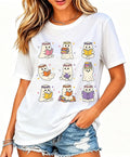 Halloween Teacher Shirts for Women Ghost Reading Books T-Shirt Funny Spooky Bookish Tee Halloween Party Tee Tops