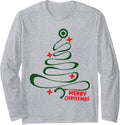Merry Christmas Stethoscope Xmas Tree Fun Nurse RN LPN Squad Long Sleeve T-Shirt