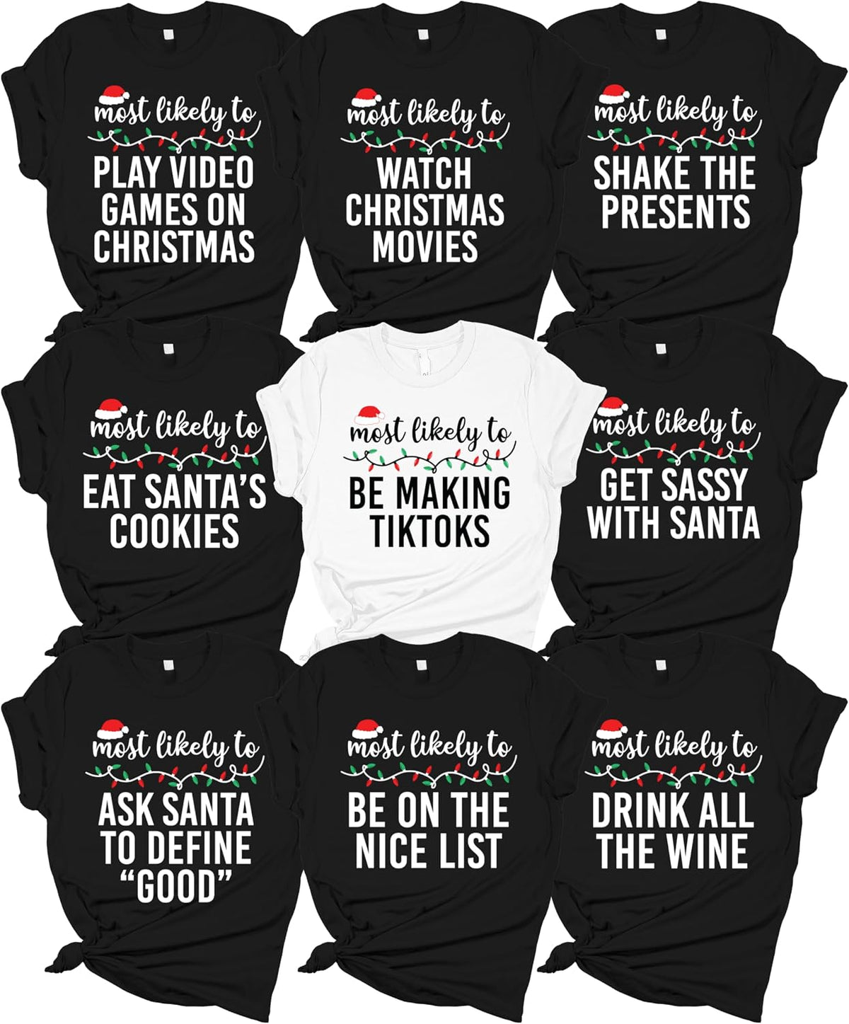 Most Likely to Christmas Shirts for Family Matching Christmas Pajamas Funny Christmas Tshirts for Party Group Friends Holiday Family Christmas Shirts Xmas PJ Tops Multicolor