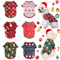 6 Pieces Christmas Dog Clothes for Small Dogs, Soft and Breathable Pet Shirt, Winter Puppy Kitten Vest Printed Dog Shirts, Christmas Snowman Santa Claus Reindeer T-Shirts for Pet Dogs Cats