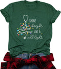 Nurse Christmas Shirt Womens Christmas Shirts Casual Short Sleeve Christmas Nurse Tshirt Funny Holiday Tee Tops