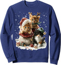 Funny Cat Christmas Light Santa Xmas Decorations Meowy Sweatshirt