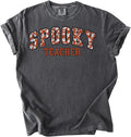 Spooky Teacher Shirt Halloween Ghost Print Teacher T-Shirt Funny Fall Teacher Gift Tee Cute Halloween Teacher Squad Top Purple