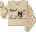 Custom Mama Halloween Sweatshirt With Kids Names on Sleeve, This Mama Loves Her Boos Shirt for Spooky Season Cute Baby Ghosts Mom Sweatshirt (H07)