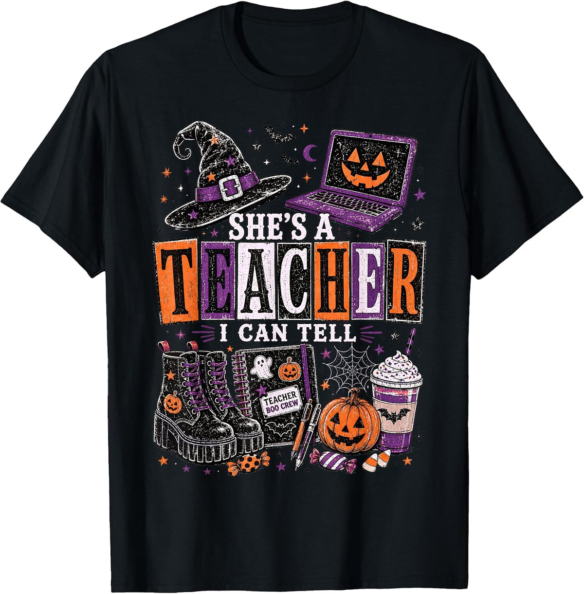 Shes A Teacher I Can Tell Spooky Halloween Teacher T-Shirt