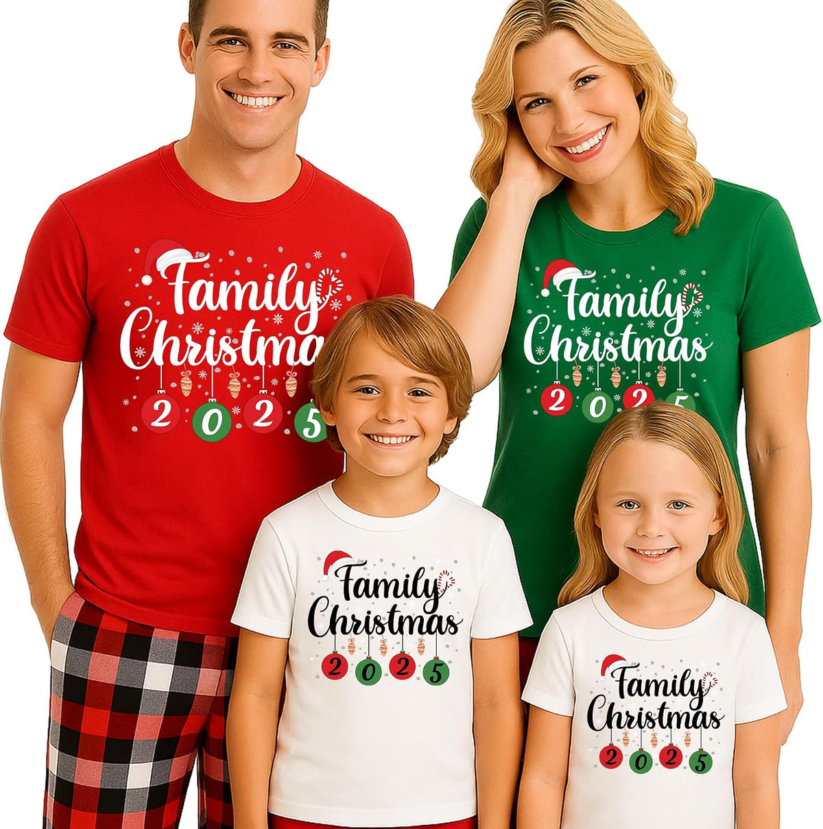 Family Christmas 2025 Matching Shirts, Holiday Pajama Outfit, Cute Xmas Family T Shirts for Adults Kids Baby Multiple Colors