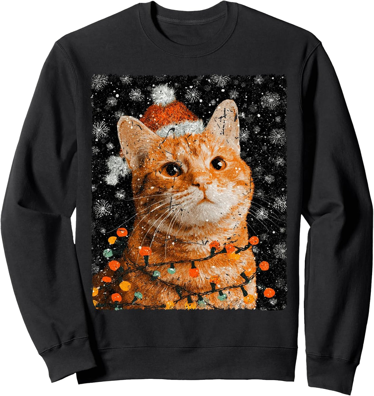 Holiday Design With An Animal On It Christmas Cat On A Sweatshirt