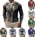 Skeleton Shirt Mens Halloween Costumes Rib Cage Jumbo Print Novelty Costume Unisex T-Shirt Adult Shirts