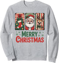 Merry Christmas Retro Santa Tree Reindeer Design Sweatshirt