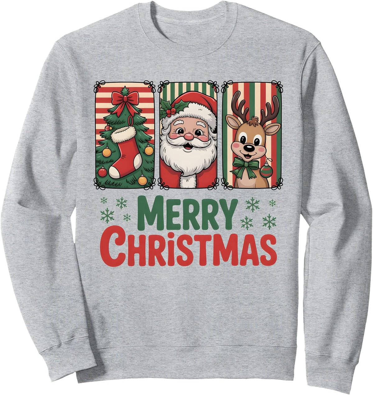 Merry Christmas Retro Santa Tree Reindeer Design Sweatshirt