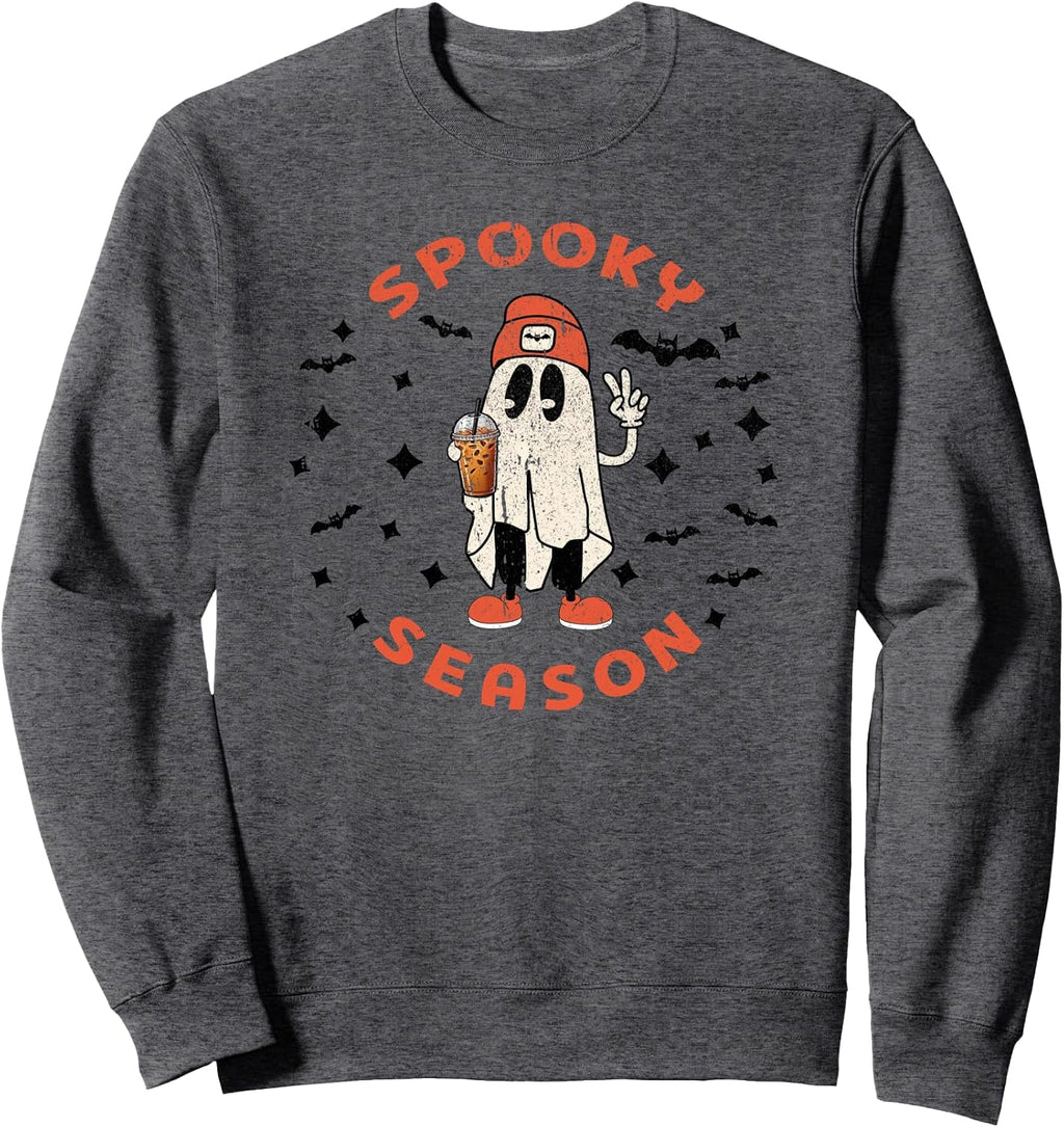 Halloween Spooky Season Ghost Coffee Fall Retro Vintage Cute Sweatshirt