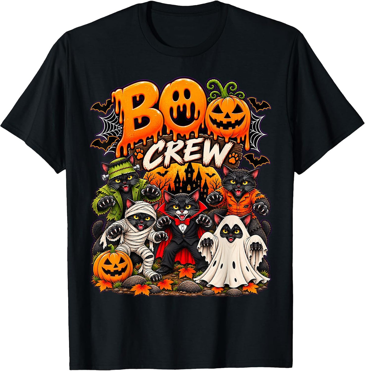 Cat Boo Crew Halloween Matching Family Monster Group T-Shirt