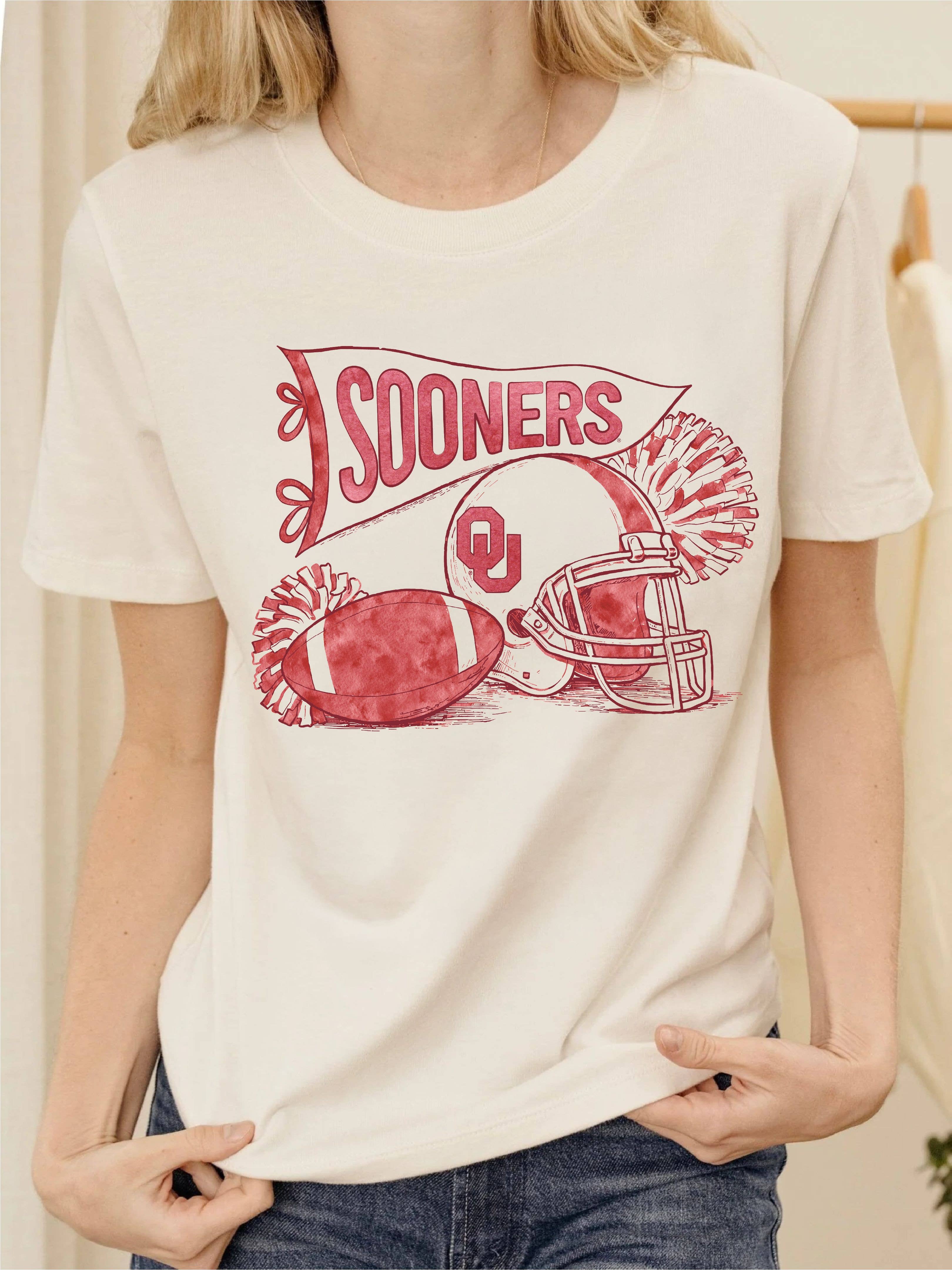 Ou Sooners Football Pennant Vintage White Ellie Tee