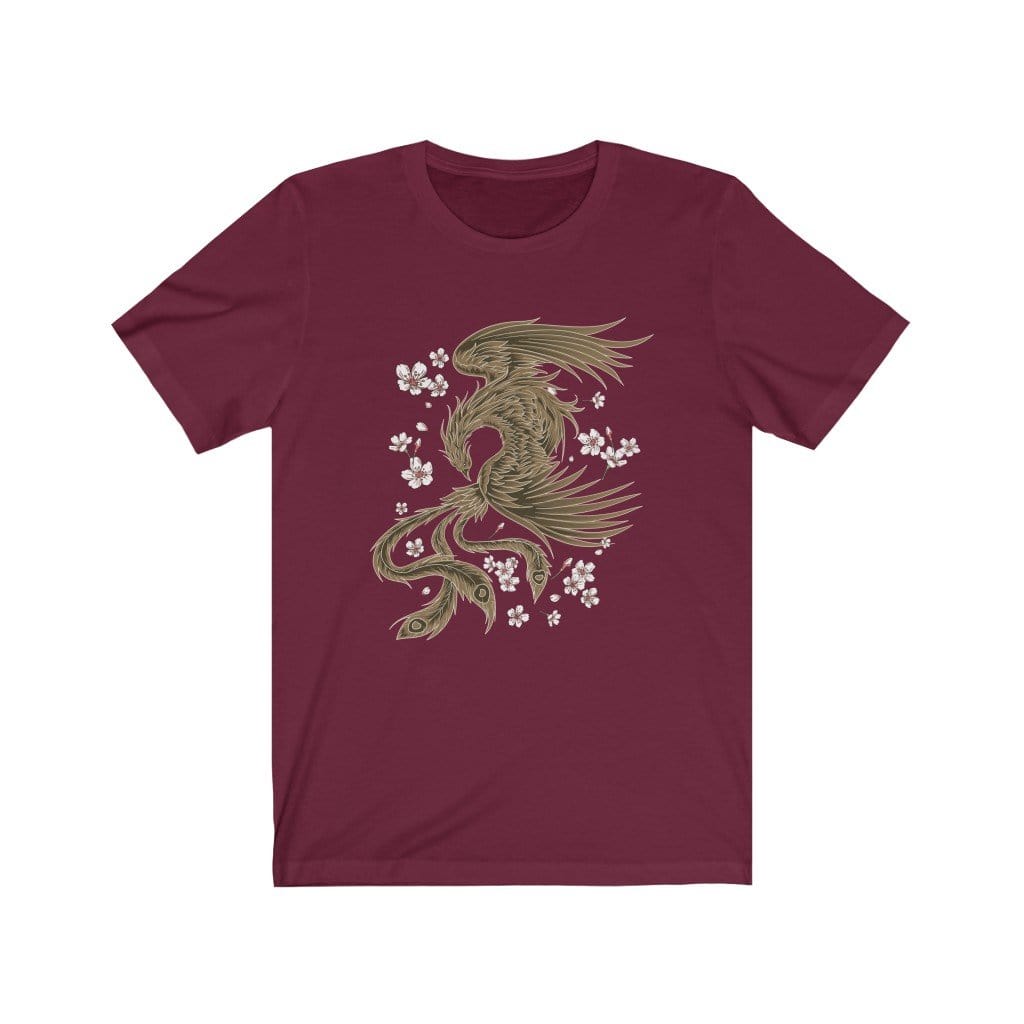 Fiery Phoenix In The Sakura Sky Unisex Tee