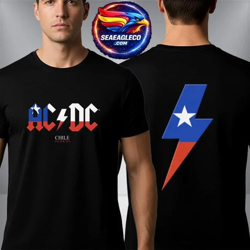 ACDC Chile 2026 Pwr Up Tour Merchandise Chile Flag Two Sided Shirt Unisex