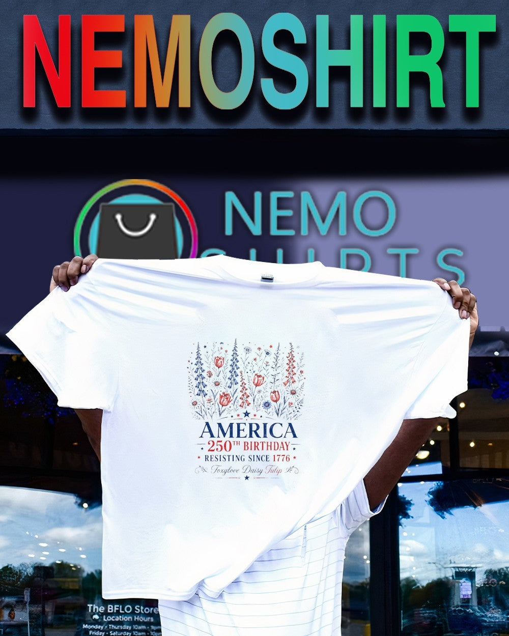 America 250th birthday resisting since 1776 foxglove daisy tulip shirt