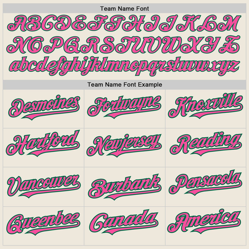 Custom Cream Pink-Kelly Green 3 Colors Arm Shapes Authentic Baseball Jersey