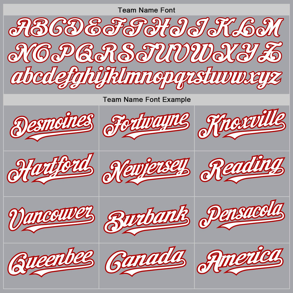 Custom Gray White-Red 3 Colors Arm Shapes Authentic Baseball Jersey