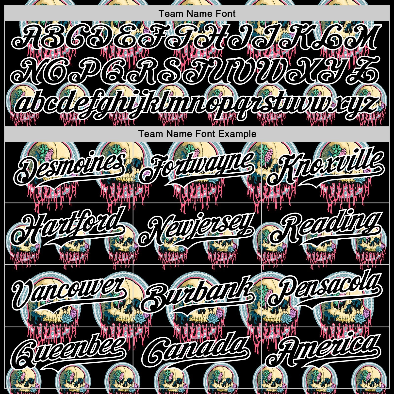Custom Black White 3D Illymakes Drippy Succulent Skulls Authentic Baseball Jersey