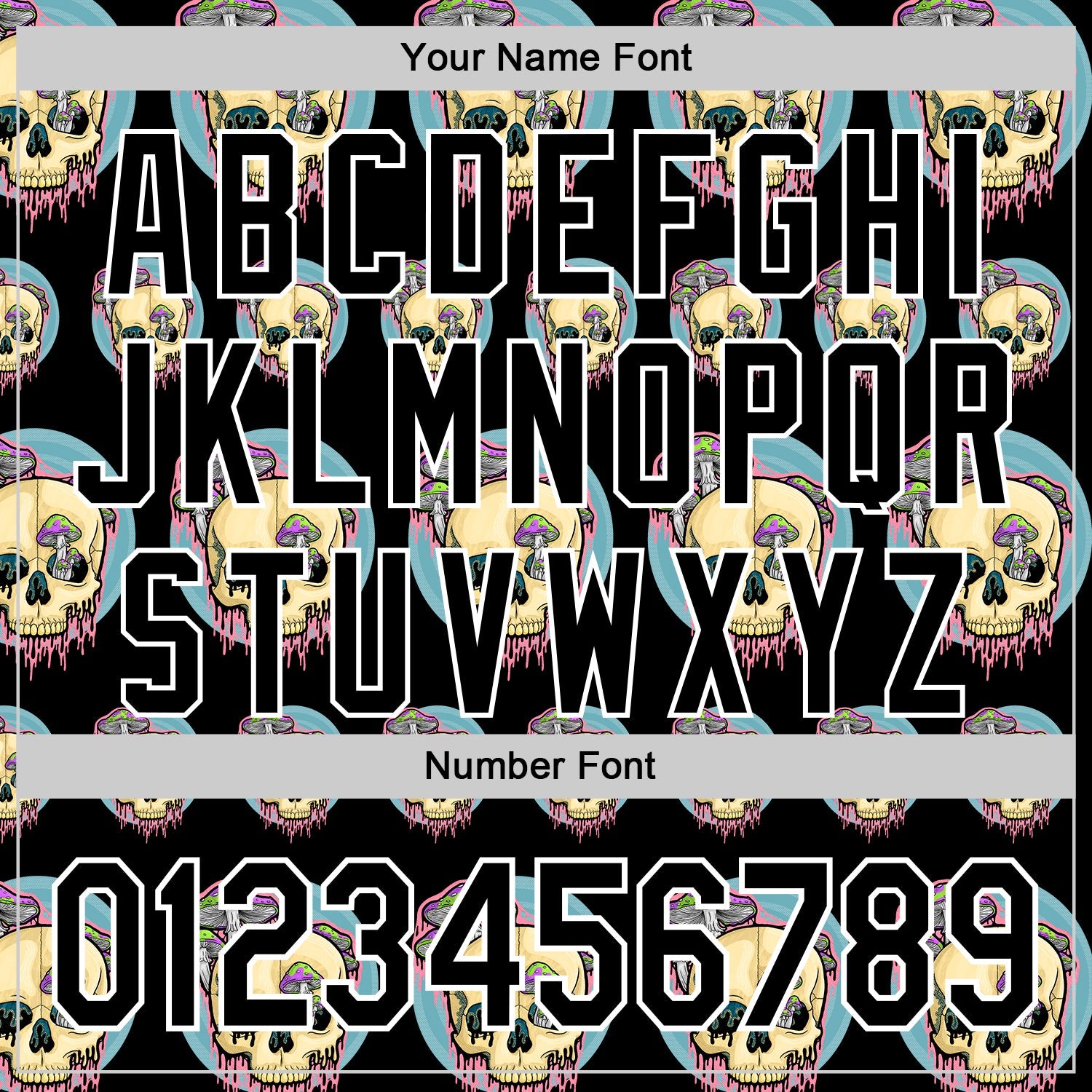 Custom Black White 3D Illymakes Drippy Mushroom Skulls Authentic Baseball Jersey