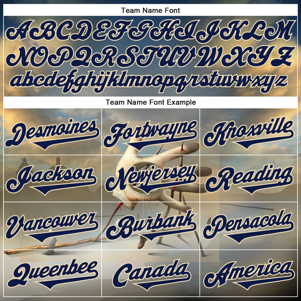 Custom Blue Navy-Cream 3D Marcel Caram The Barbs And The Hand Authentic Baseball Jersey