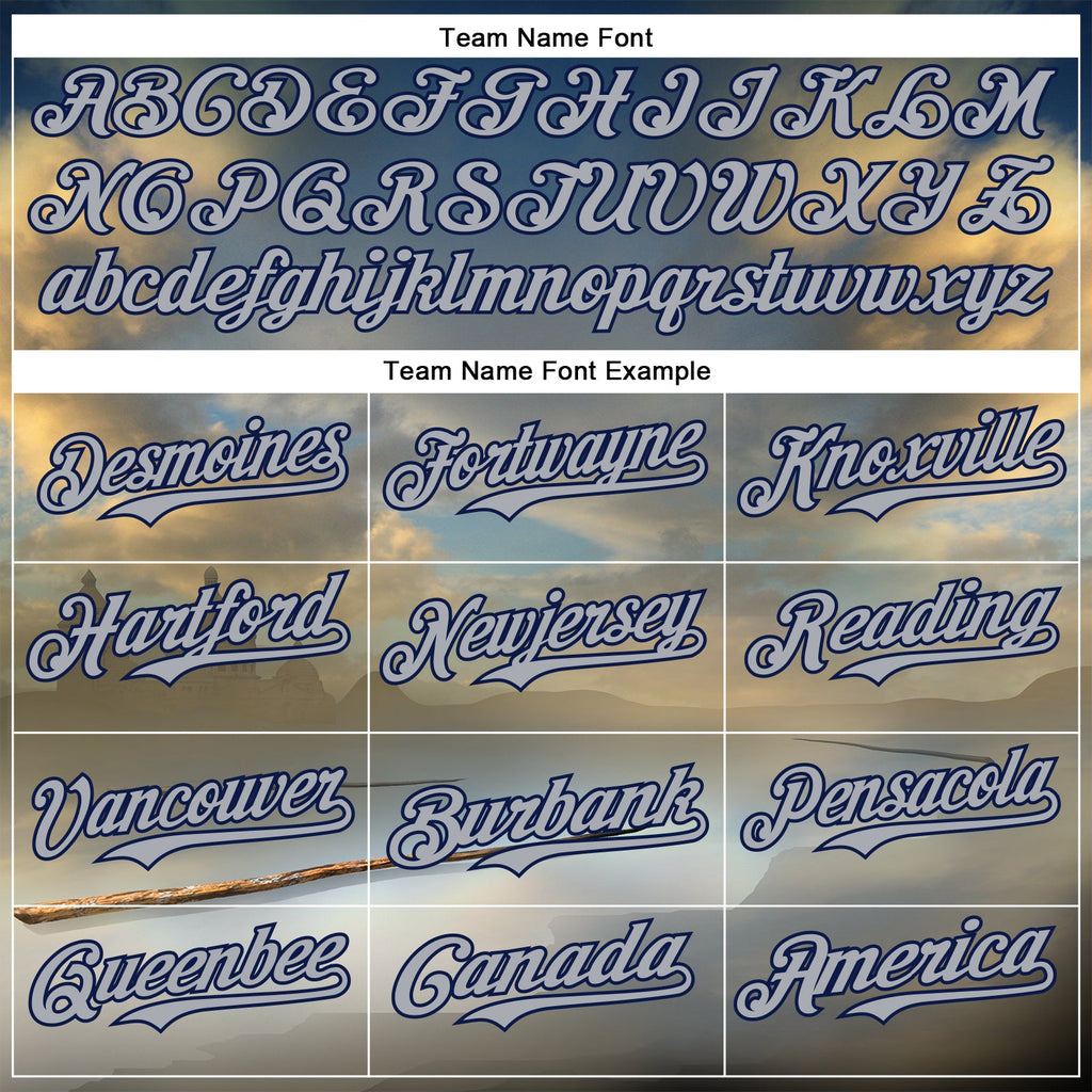 Custom Blue Gray-Navy 3D Marcel Caram The Barbs And The Hand Authentic Baseball Jersey