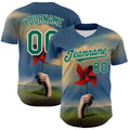 Custom Blue Kelly Green-White 3D Marcel Caram Red Weathervane Authentic Baseball Jersey