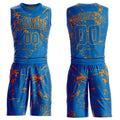 Custom Blue Bay Orange Abstract Grunge Art Round Neck Sublimation Basketball Suit Jersey