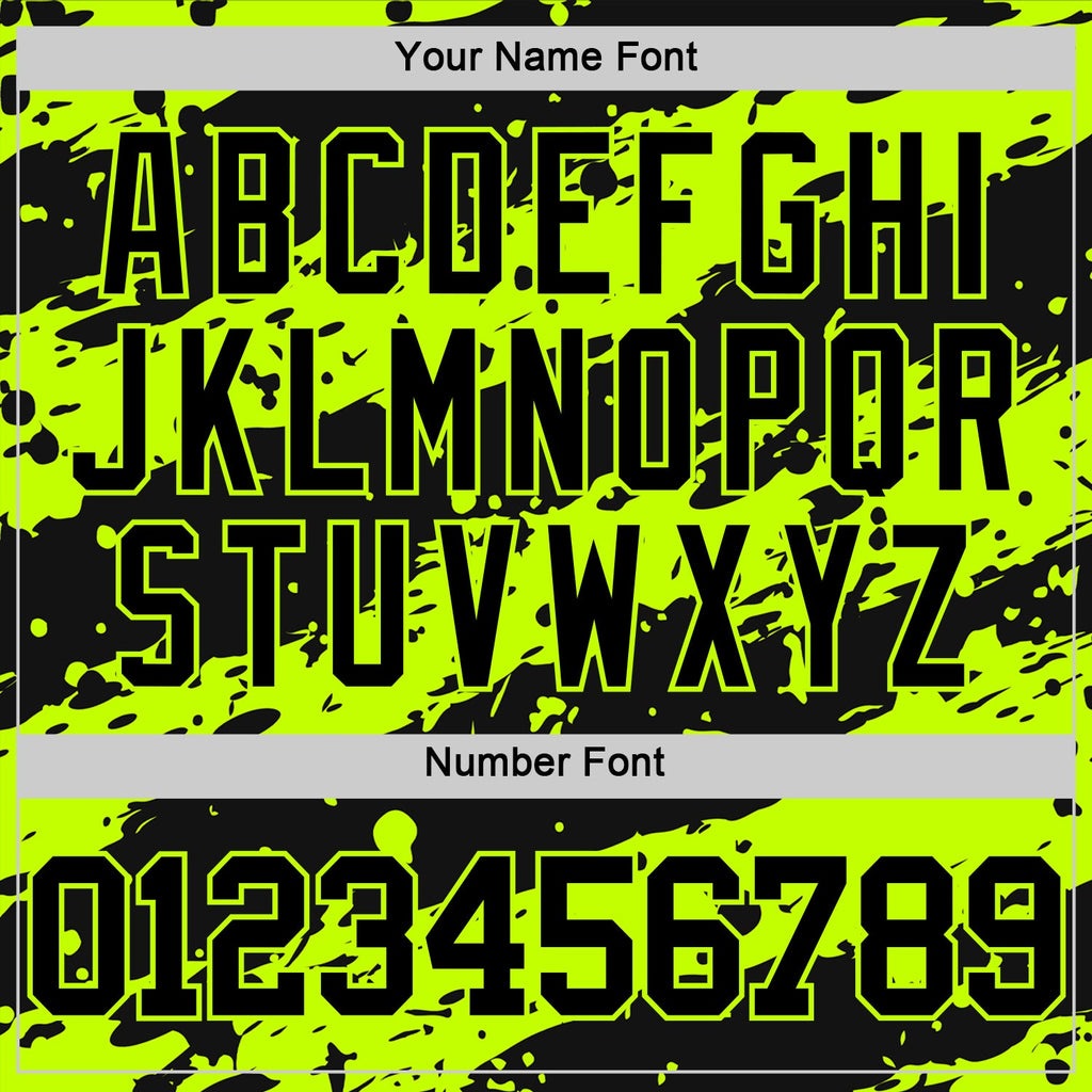 Custom Black Neon Green Splash Round Neck Sublimation Basketball Suit Jersey