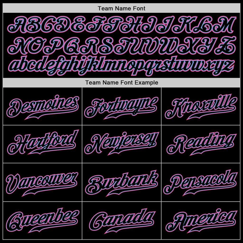 Custom Black Black Light Blue Pink-White Authentic Baseball Jersey