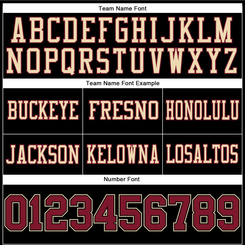 Custom Black Crimson-City Cream Authentic Football Jersey