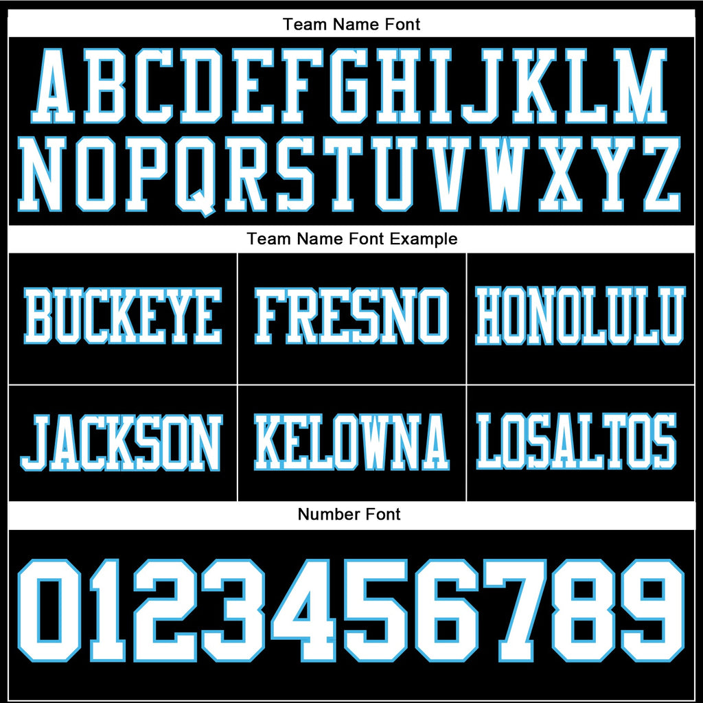 Custom Black White-Sky Blue Authentic Football Jersey