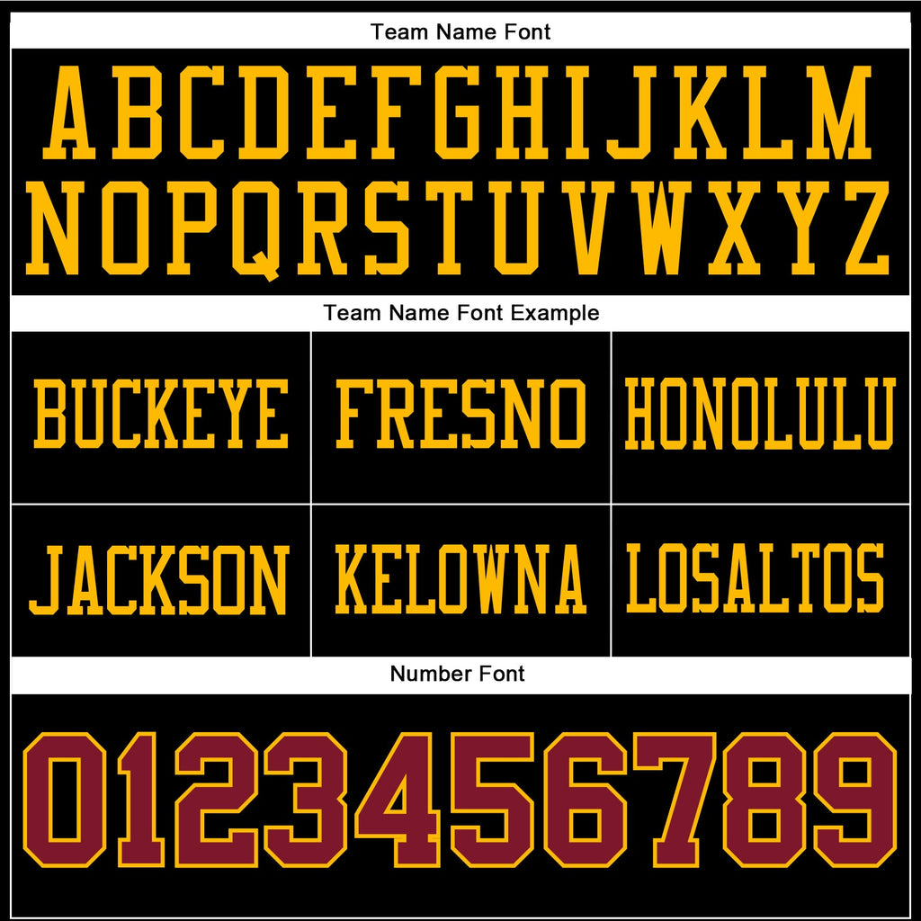 Custom Black Crimson-Gold Authentic Football Jersey