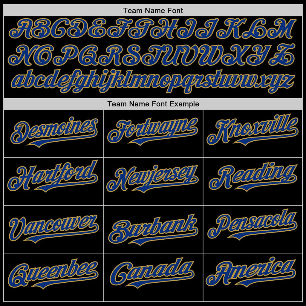 Custom Black Royal Pinstripe Old Gold Authentic Sleeveless Baseball Jersey