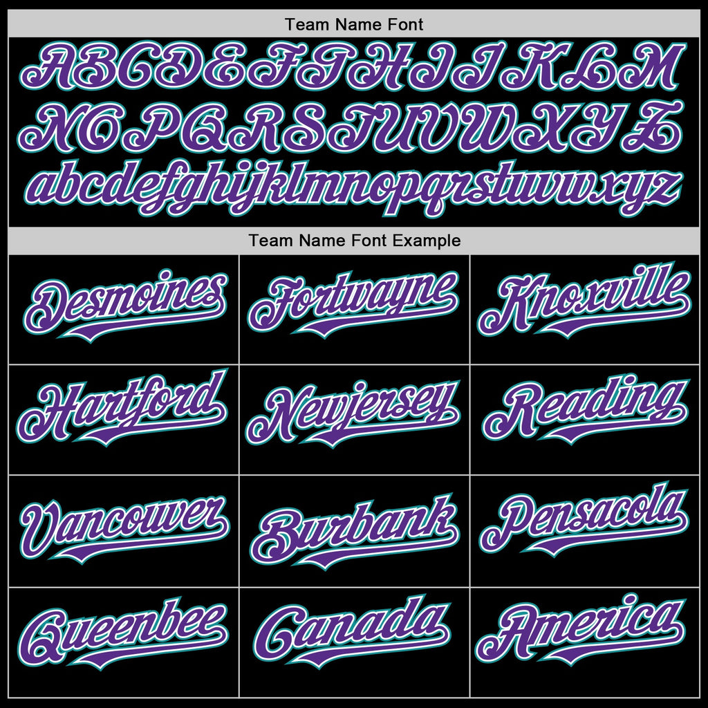 Custom Black Teal-Purple Mesh Authentic Throwback Baseball Jersey