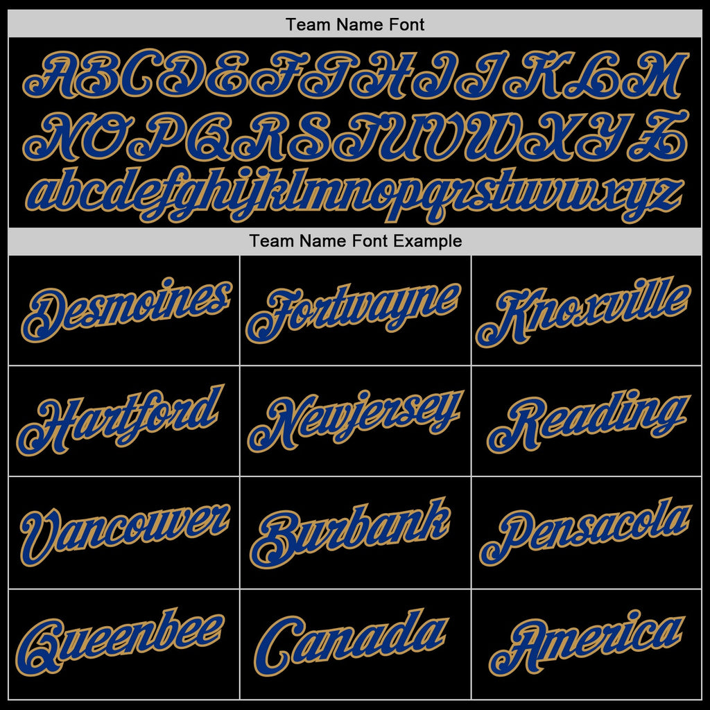 Custom Black Royal-Old Gold Authentic Throwback Basketball Jersey