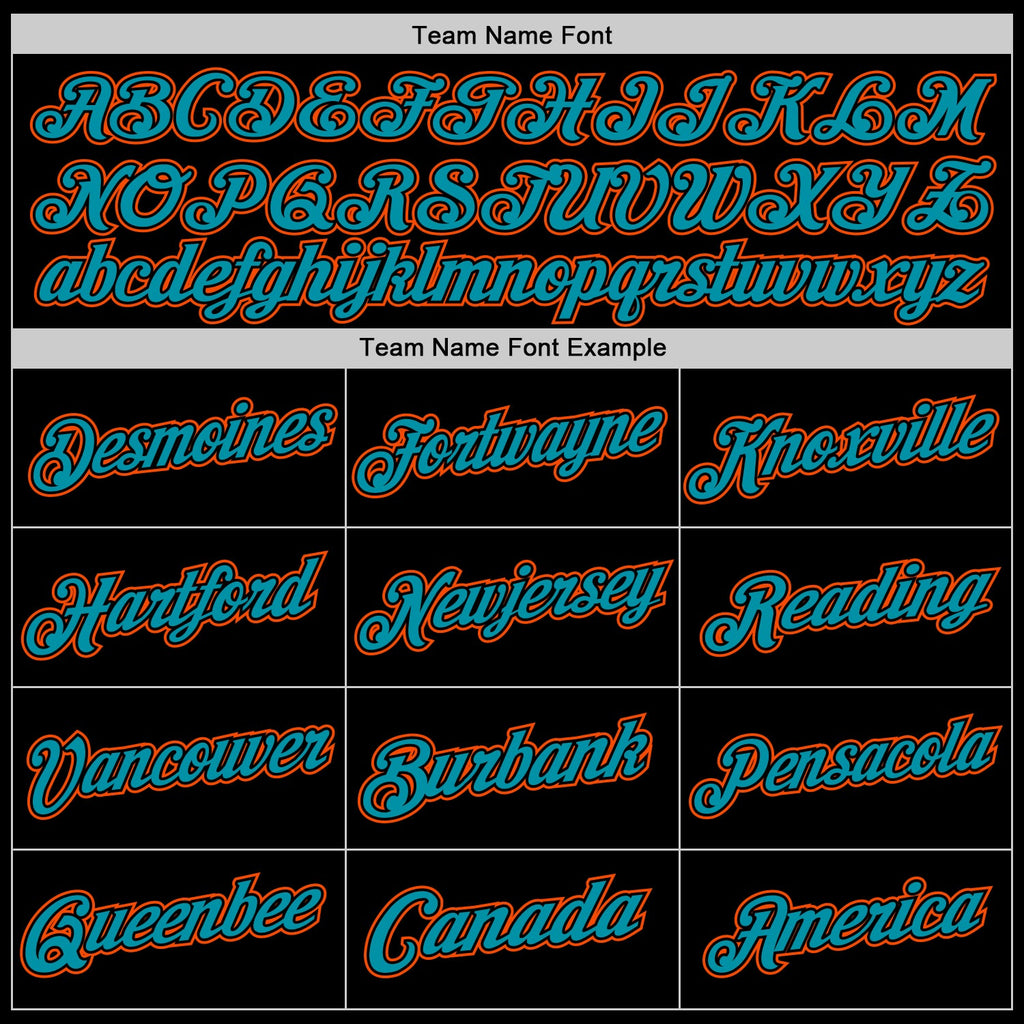 Custom Black Teal-Orange Authentic Throwback Basketball Jersey