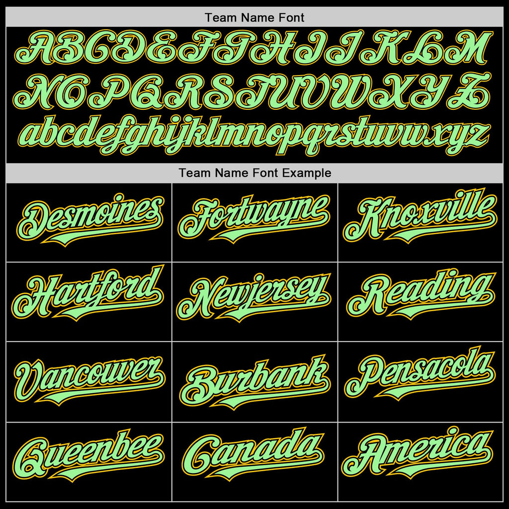 Custom Black Pea Green-Yellow Authentic Baseball Jersey
