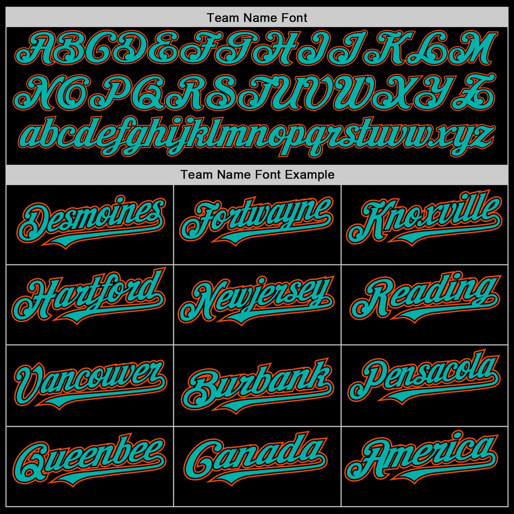 Custom Black Aqua-Orange Authentic Baseball Jersey