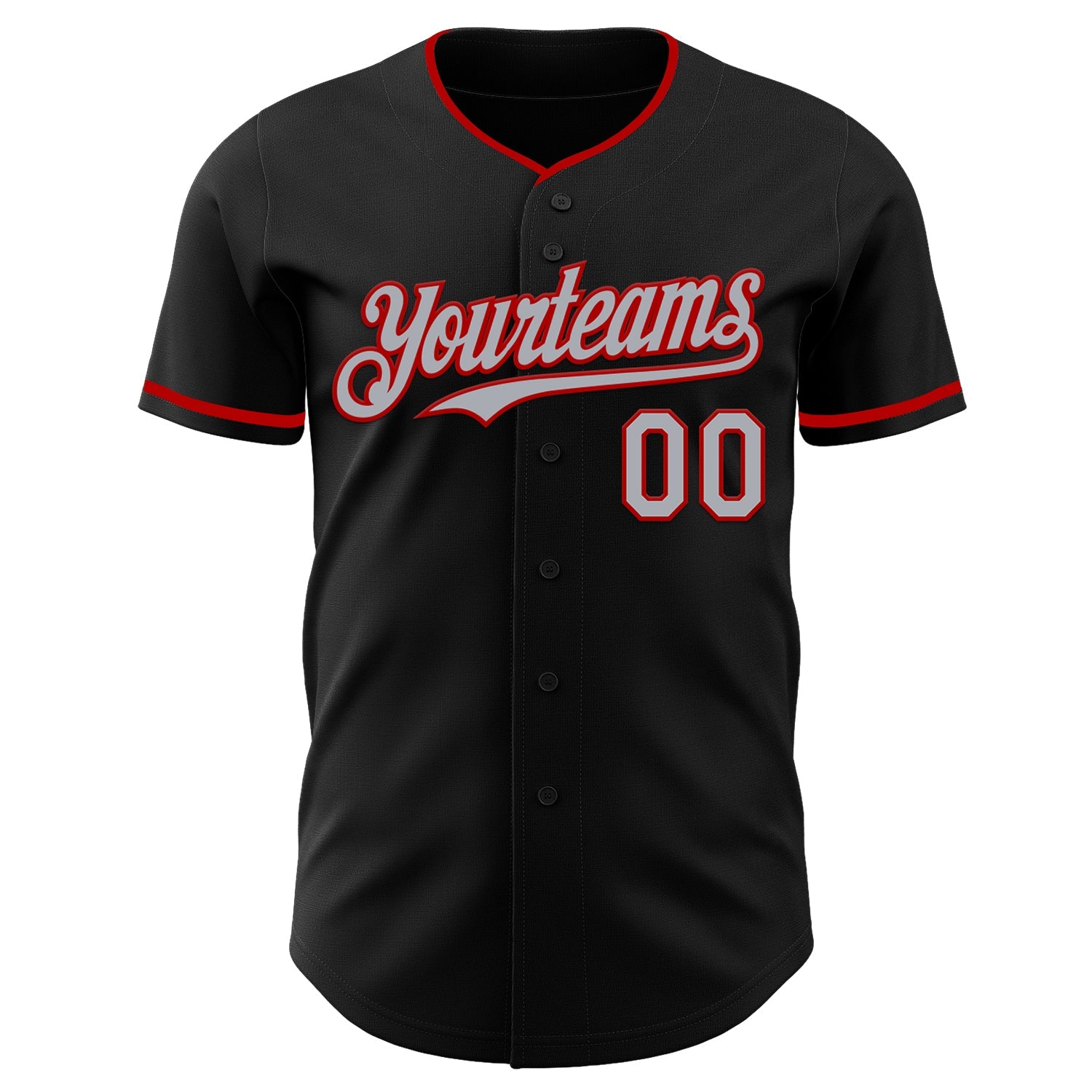 Custom Black Gray-Red Authentic Baseball Jersey