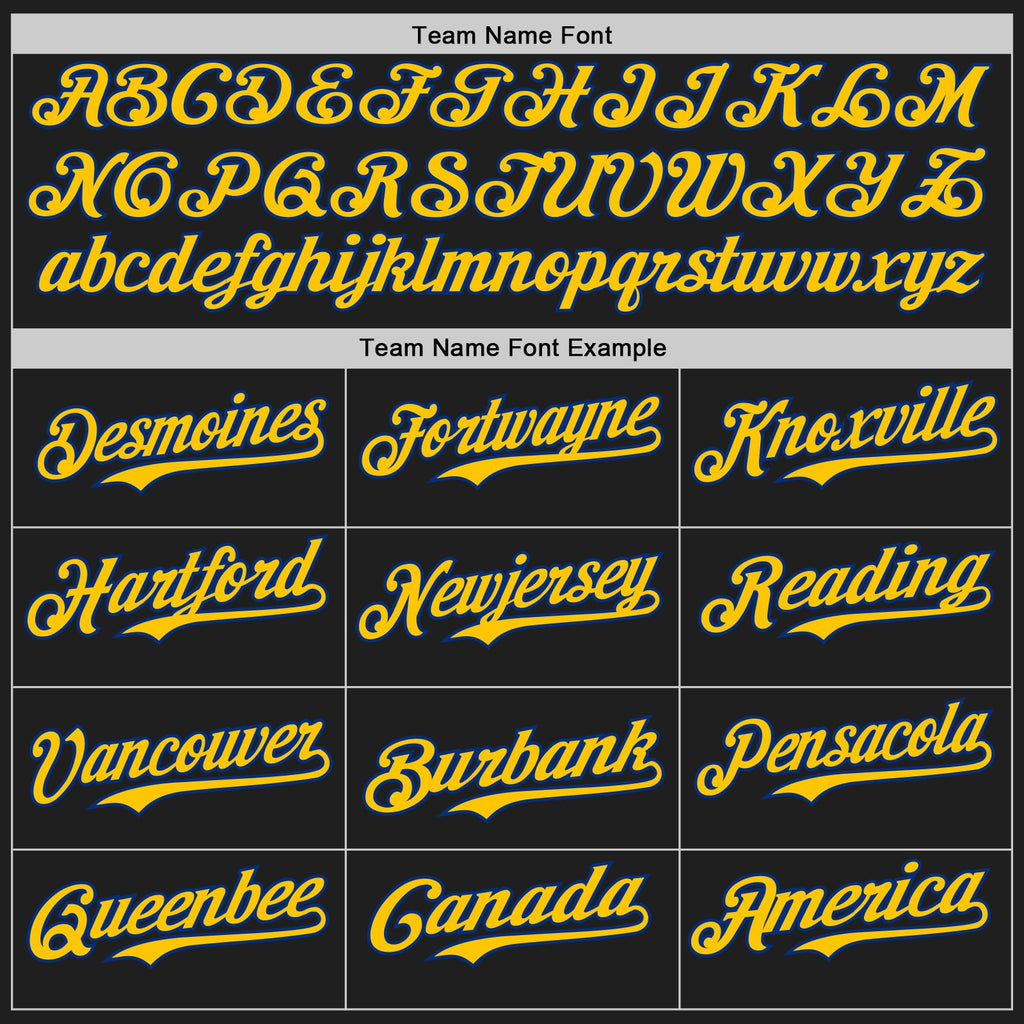 Custom Black Yellow-Royal Authentic Baseball Jersey