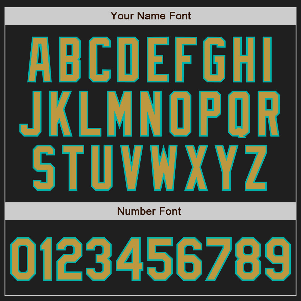 Custom Black Old Gold-Aqua Authentic Baseball Jersey