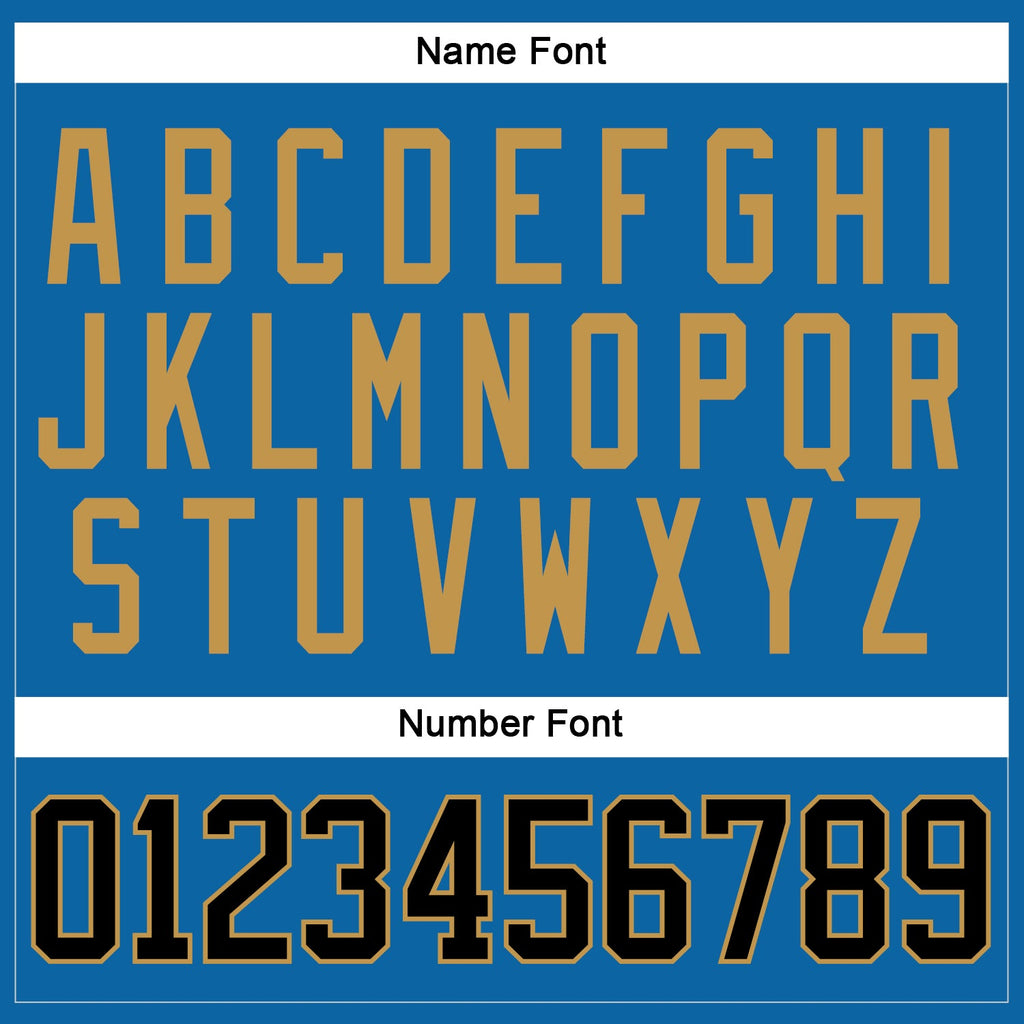 Custom Blue Black-Old Gold Hockey Jersey