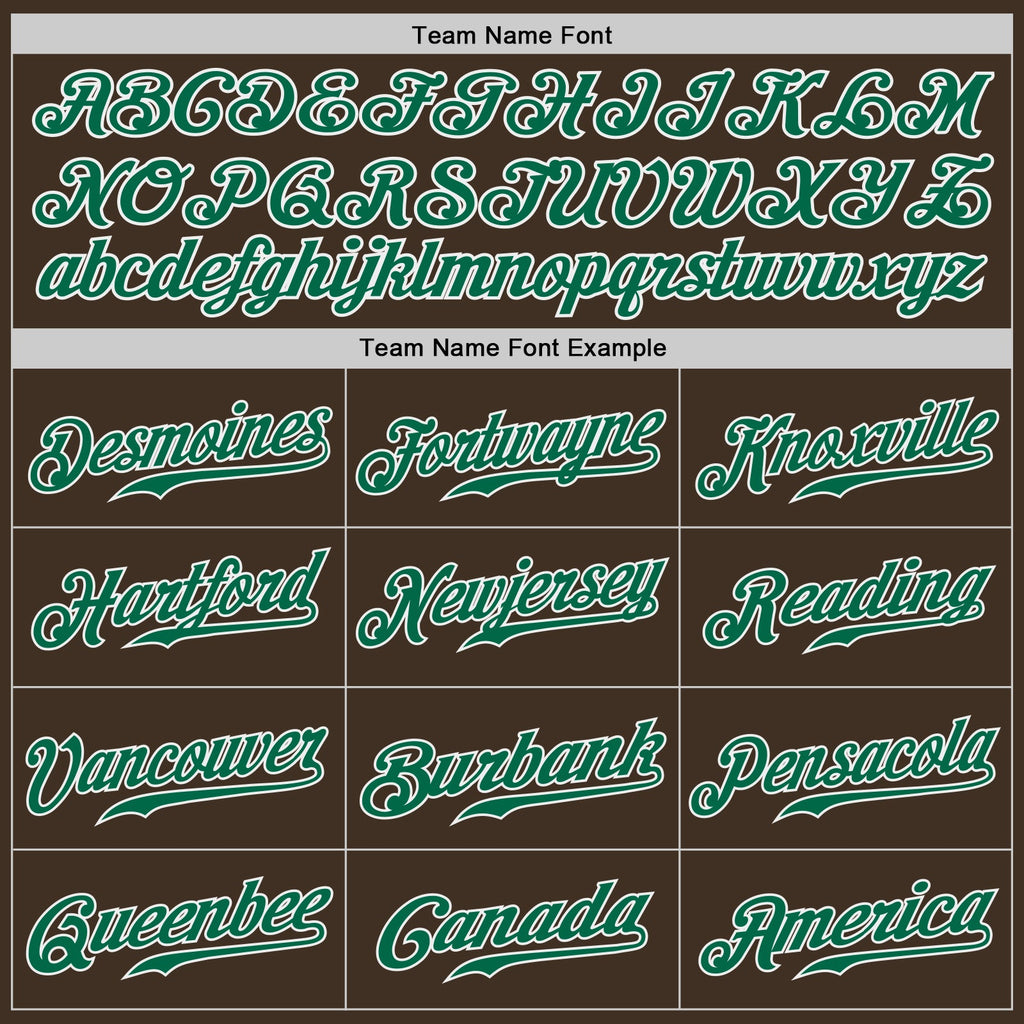 Custom Brown Kelly Green-White Authentic Baseball Jersey
