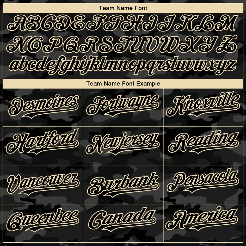 Custom Camo Black-Cream 3D American Flag Authentic Salute To Service Baseball Jersey
