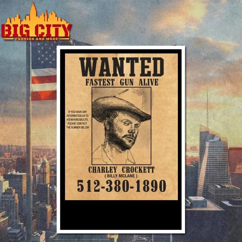 Charley Crockett Wanted Fastest Gun Alive Poster Shirt Unisex
