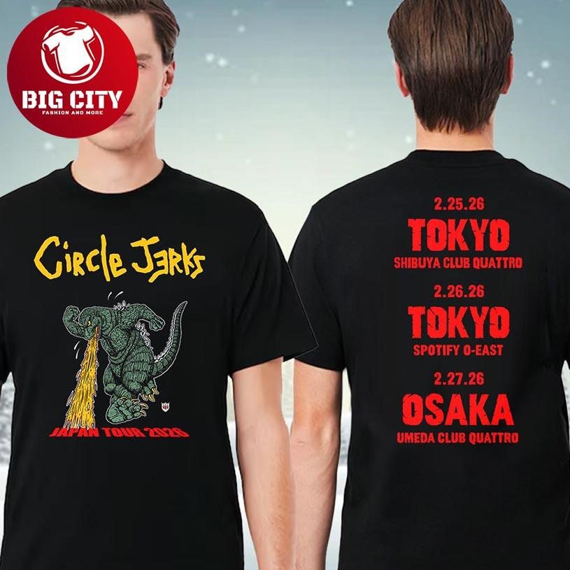 Circle Jerk Japan Tour 2026 From February 25th To 27th At Tokyo And Osaka Two Sided Shirt Unisex